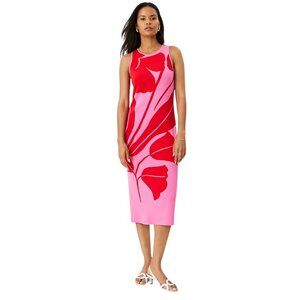 Ann Taylor Pink and Red Midi Dress
